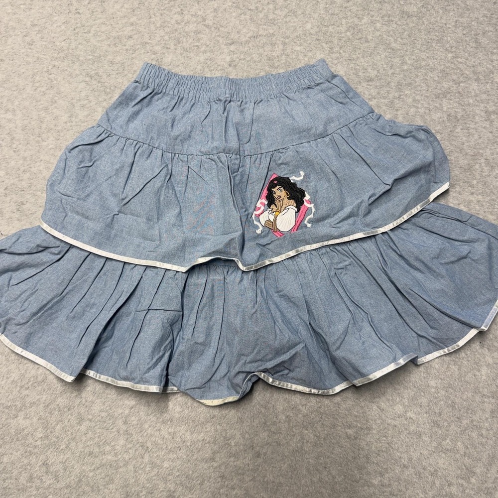 Vintage Disney Skirt Girls M Blue Chambray Esmeralda Hunchback Notre Dame 90s